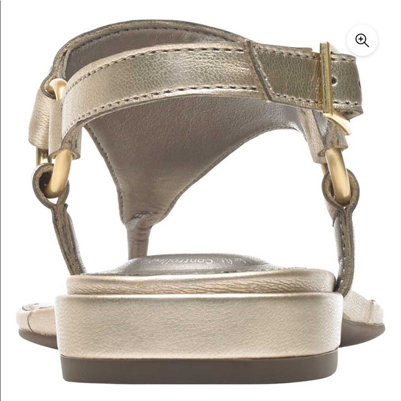 Rockport | Total Motion Zosia Thong Sandals In Gold Leather Size 7 NEW - Picture 4 of 13